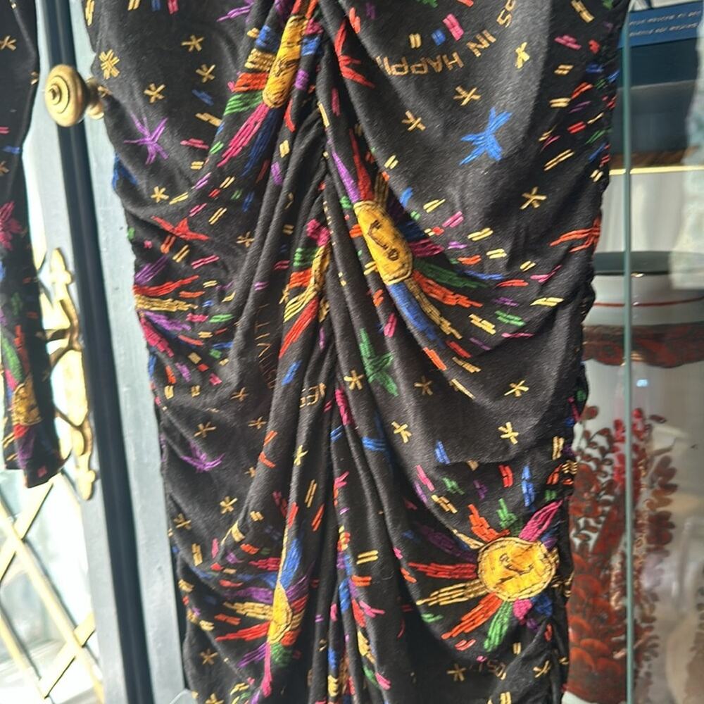 FARM RIO Rainbow Suns Ruched Midi Dress, Eco Viscose, Size Medium. NWT - Picture 14 of 15